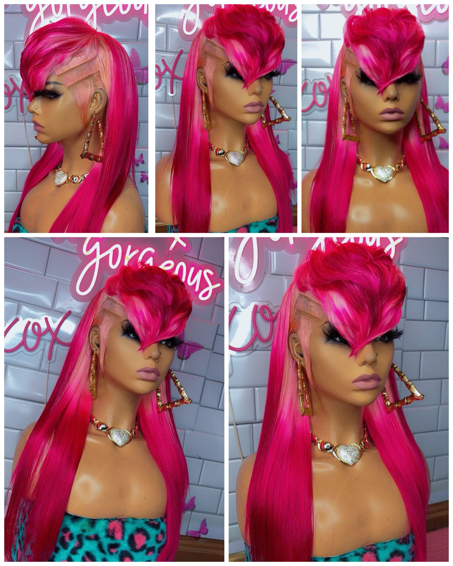 Multi color mullet wig