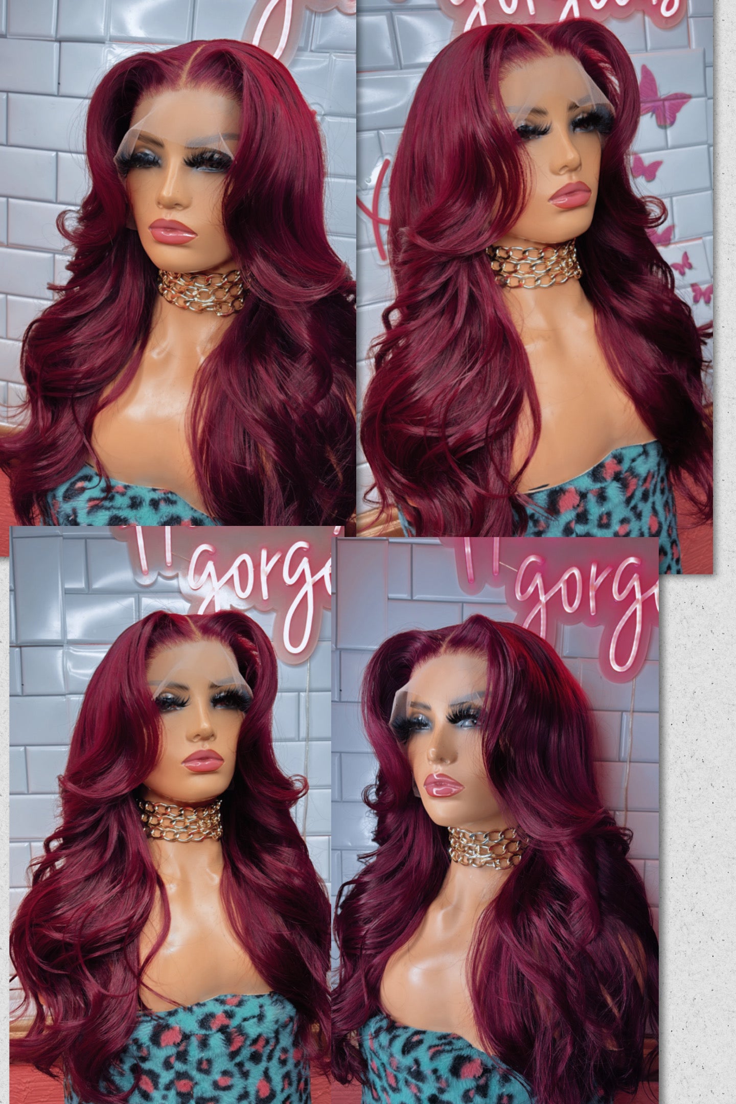 Burgundy layered wig