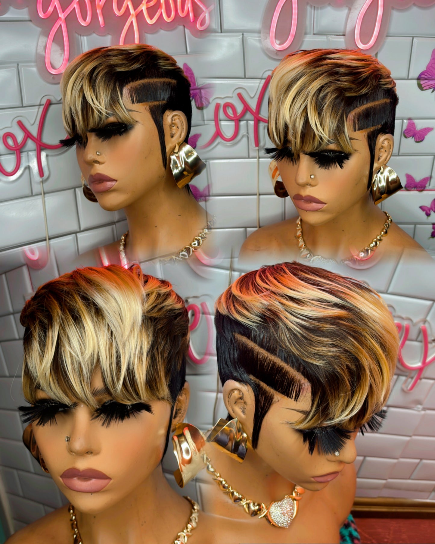 Pixie cut blonde w/shaved side