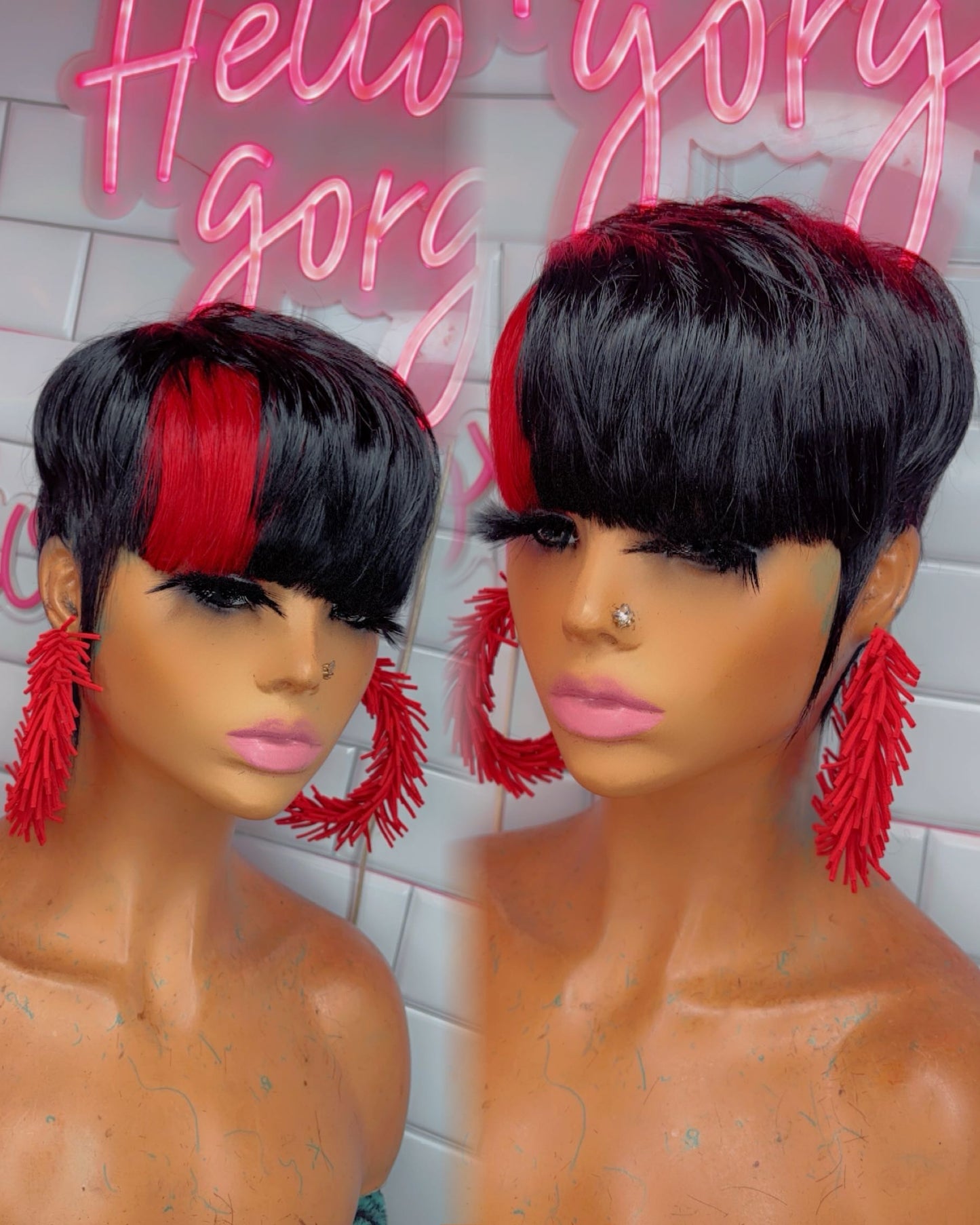 Black n red bowl cut