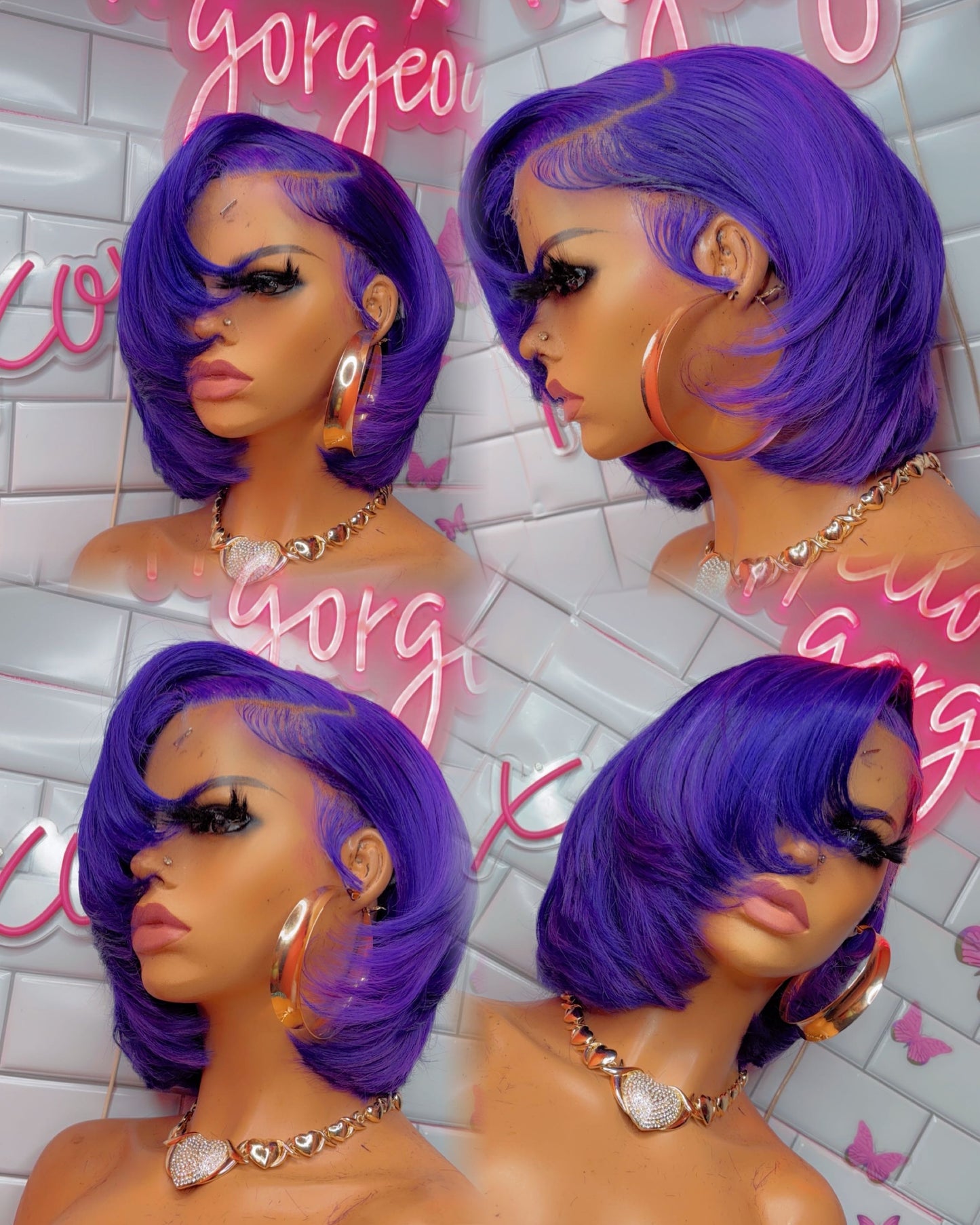 Dark purple bob wig