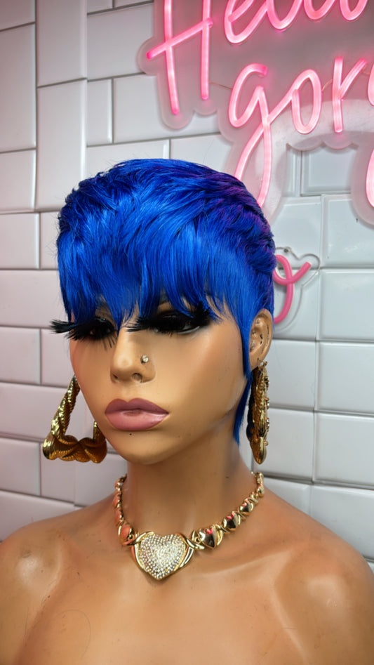 Blue pixie wig