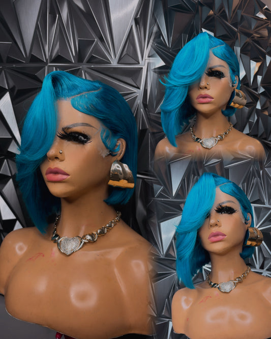 Blue bob wig