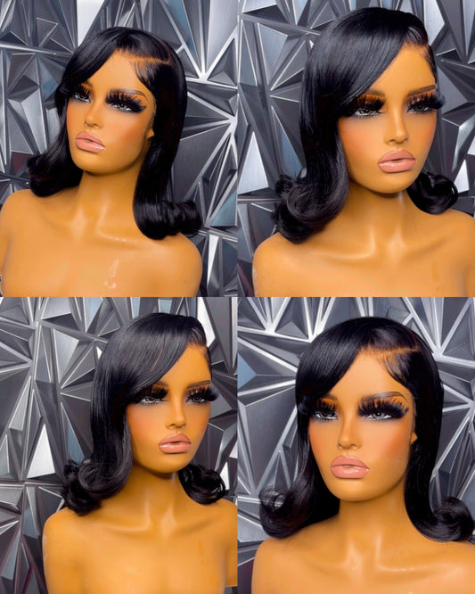 Flipped frontal wig