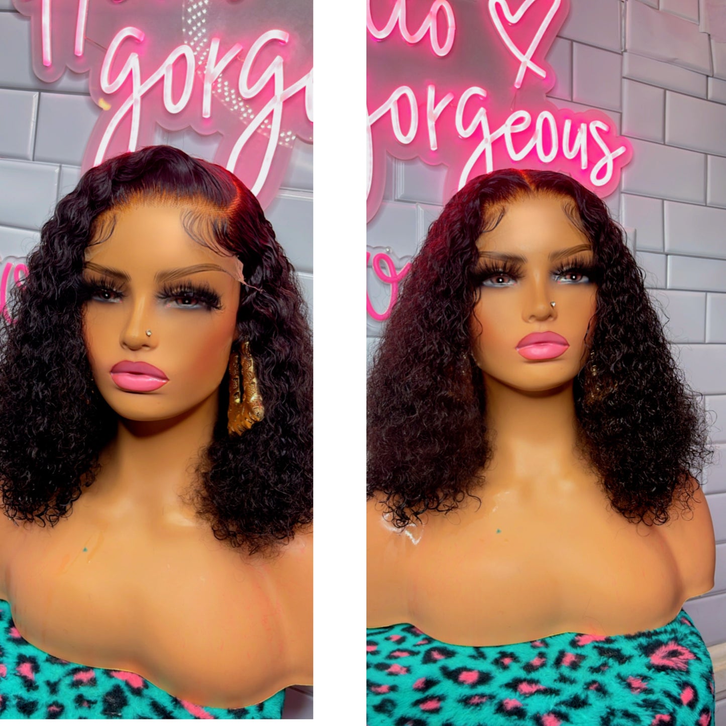 5x5 closure Curly bob wig