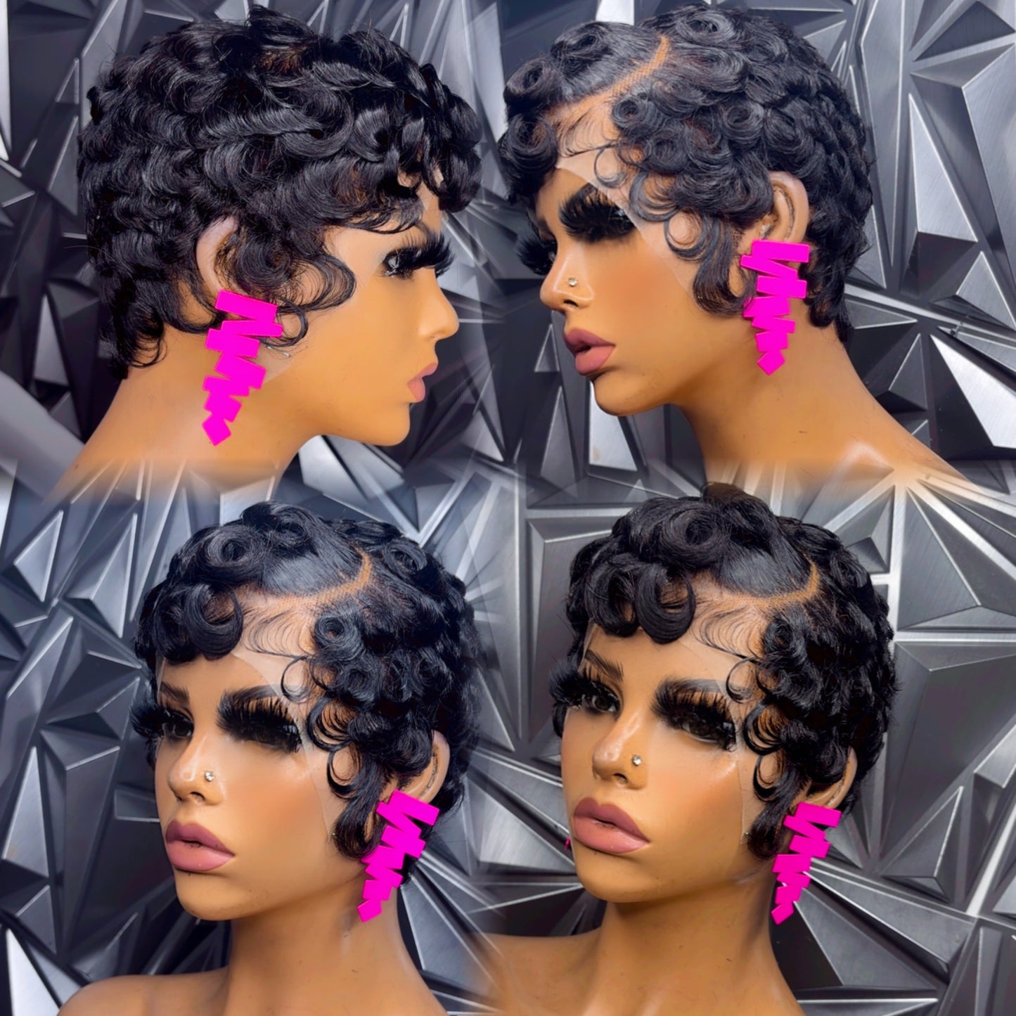 Frontal pixie pincurl wig