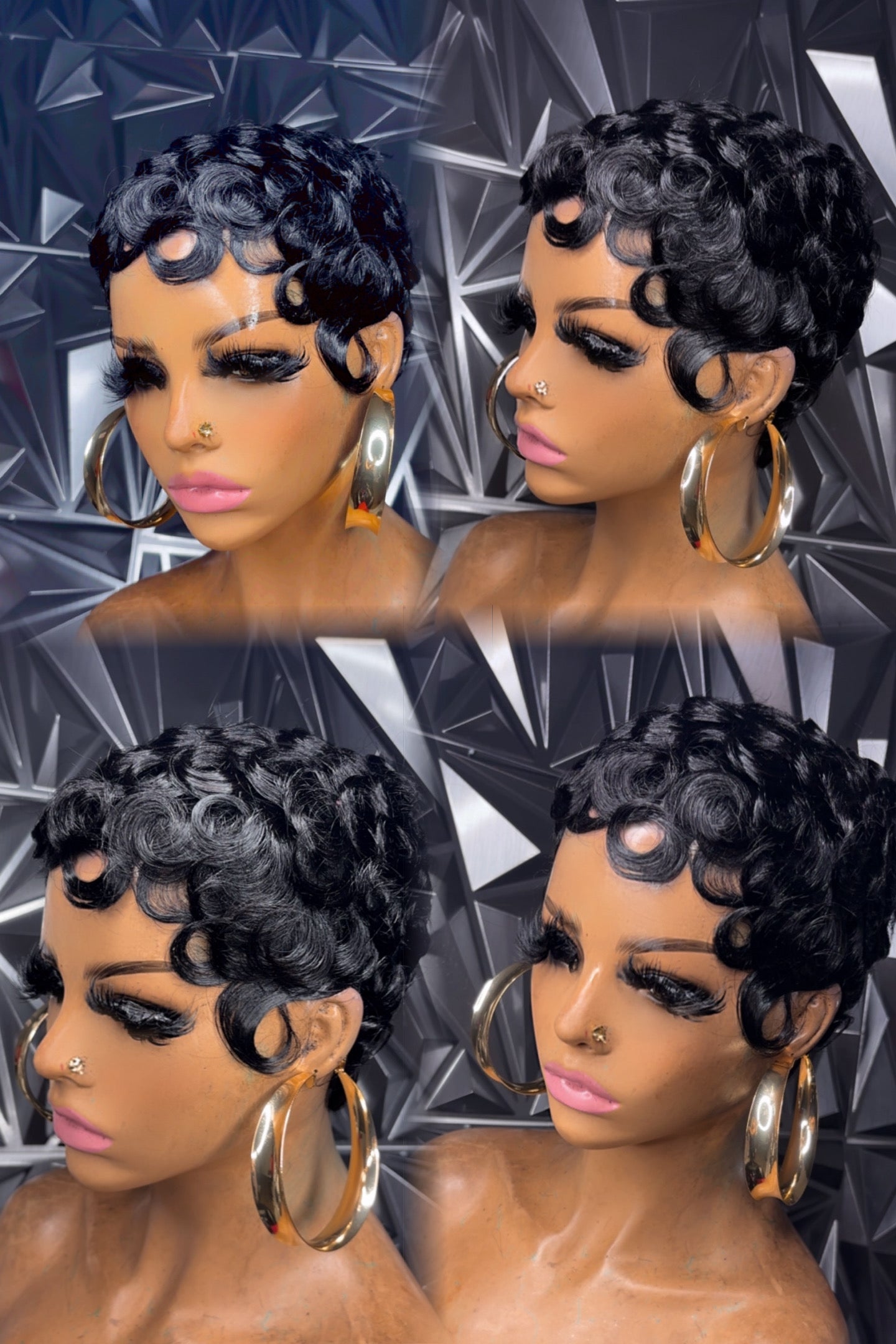 Pincurled pixie cut wig