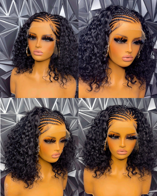 Braided wig with curly hair